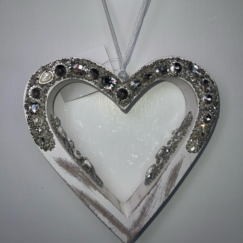 NWT Embellished Wooden Heart Wall Decor